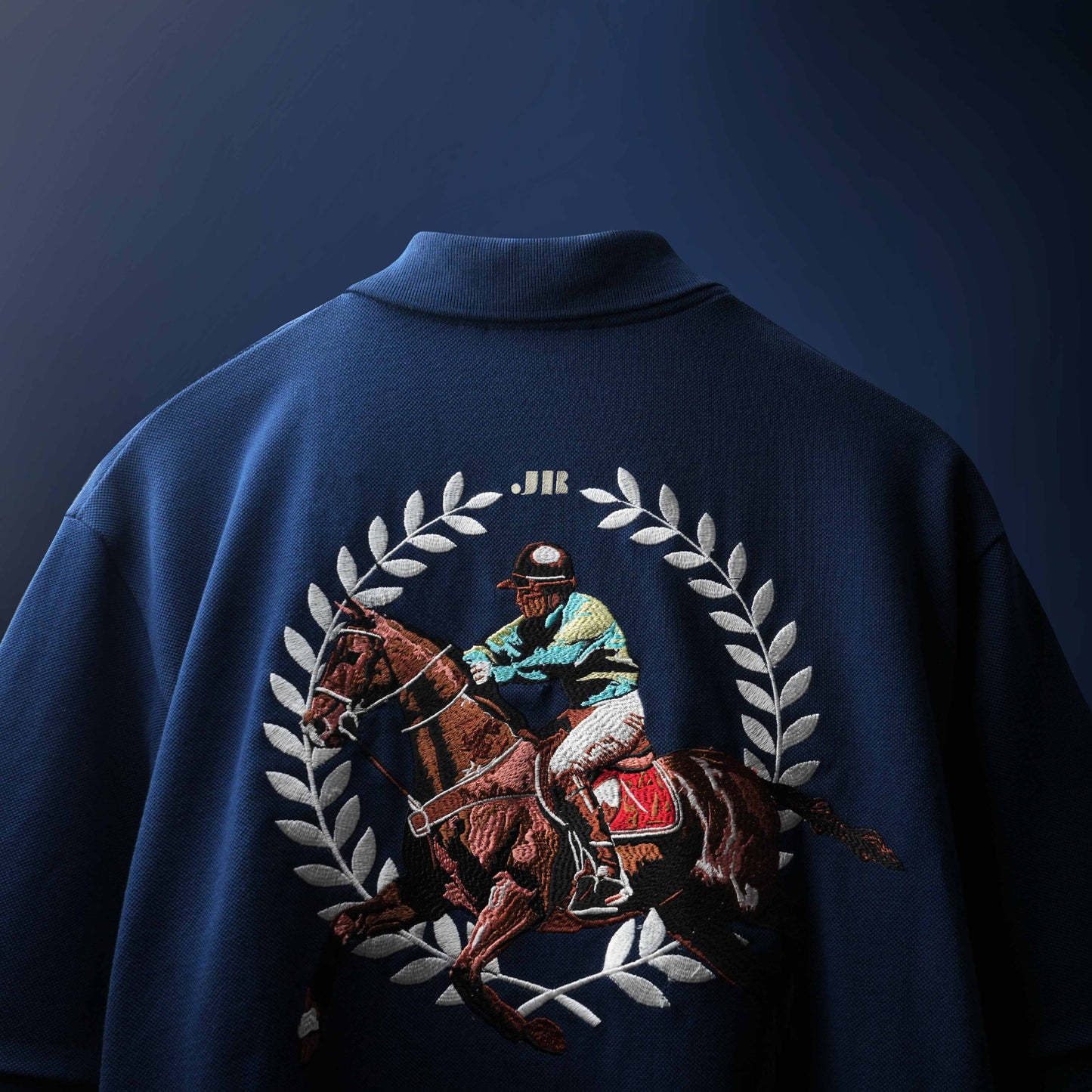 NAVY SADDLE LEAGUE POLO T-SHIRT (UNISEX)
