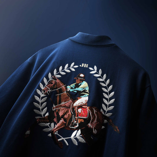 NAVY SADDLE LEAGUE POLO T-SHIRT (UNISEX)