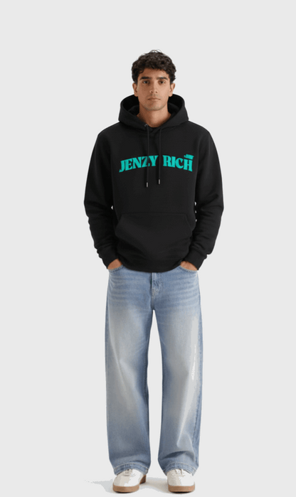 Black Green Dragonfly Puffed Print Premium Hoodie (Unisex)