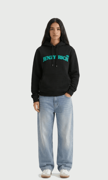 Black Green Dragonfly Puffed Print Premium Hoodie (Unisex)