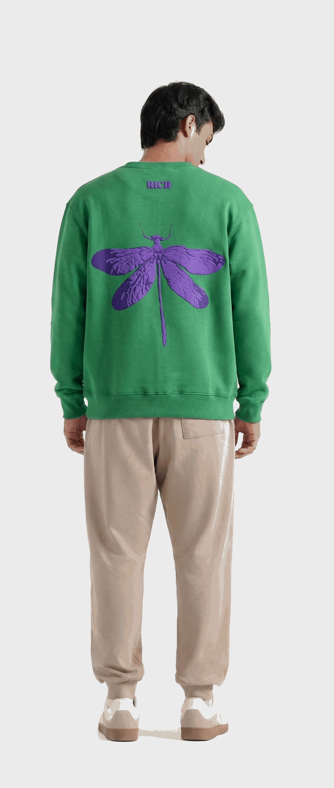 Purple Dragon Fly Puffed Print Premium Sweatshirt (Unisex)