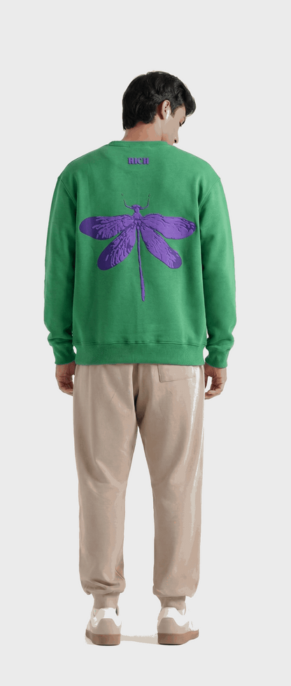 Purple Dragon Fly Puffed Print Premium Sweatshirt (Unisex)