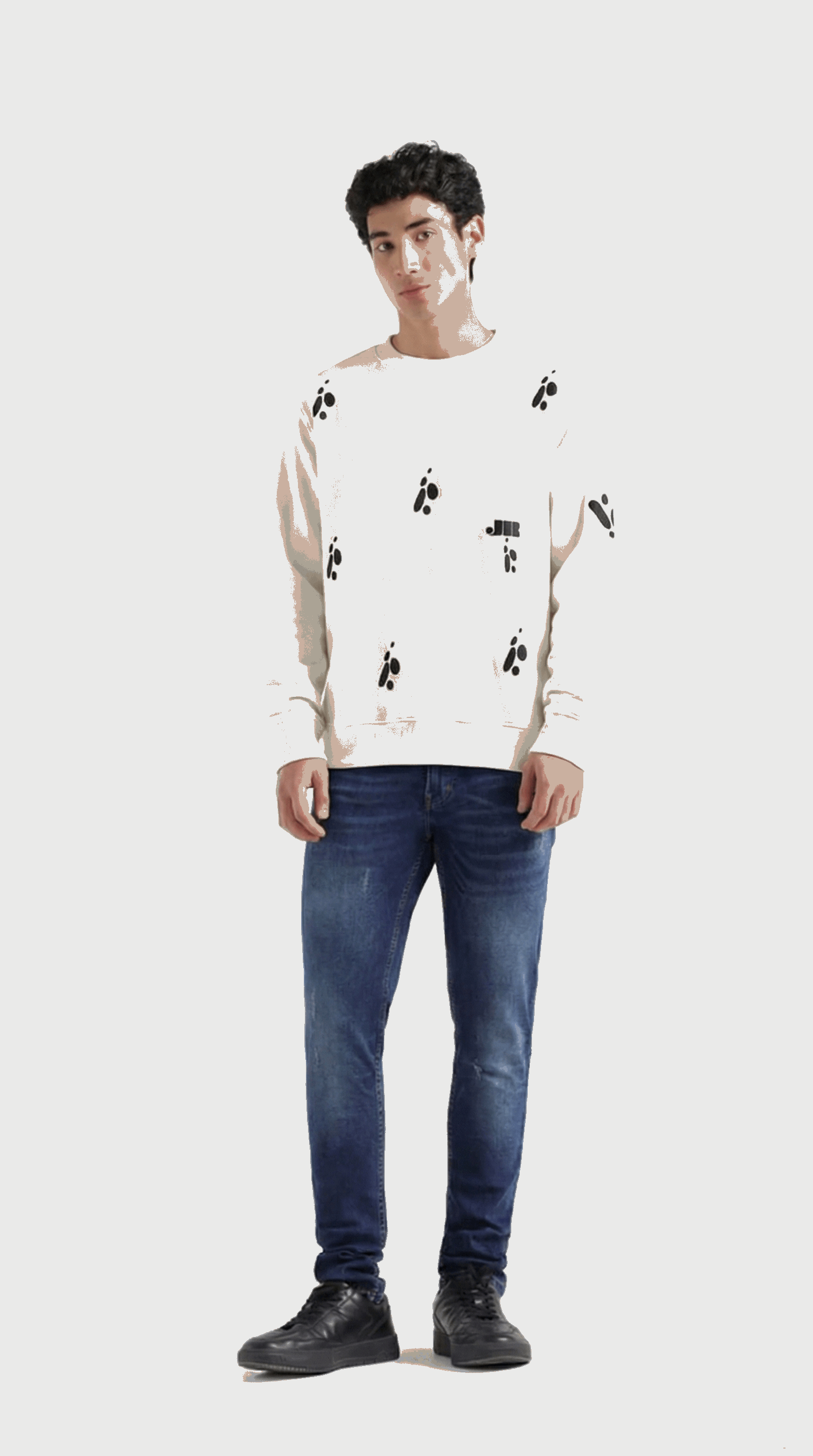 White Butterfly Puffed Print Premium Sweatshirt (Unisex)