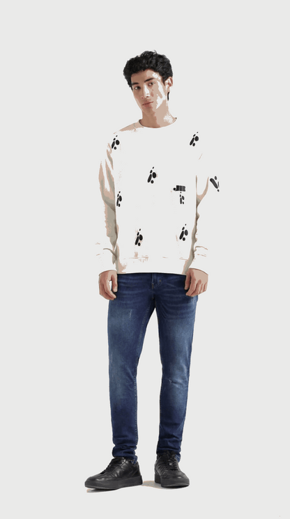 White Butterfly Puffed Print Premium Sweatshirt (Unisex)