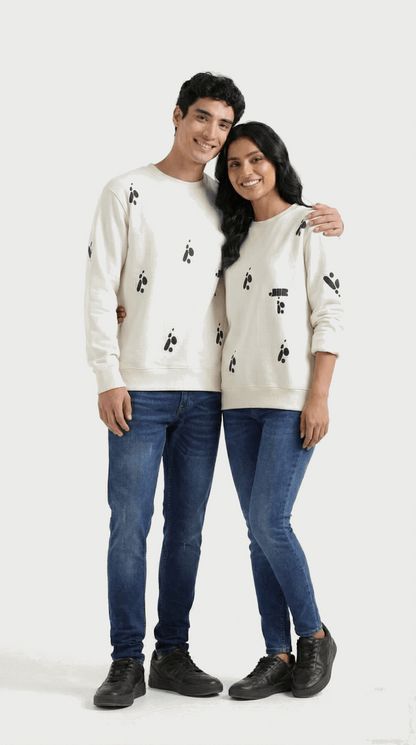 White Butterfly Puffed Print Premium Sweatshirt (Unisex)