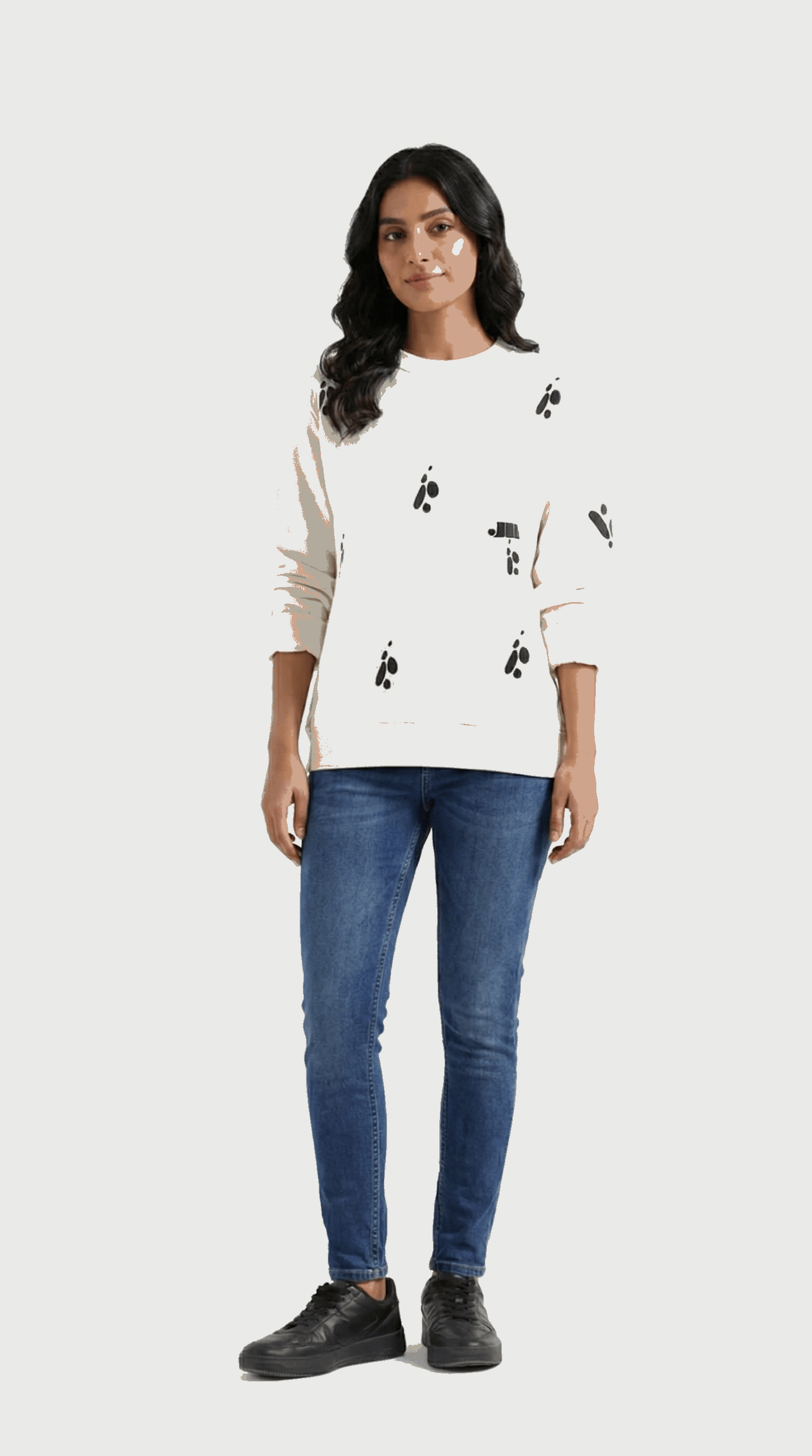 White Butterfly Puffed Print Premium Sweatshirt (Unisex)