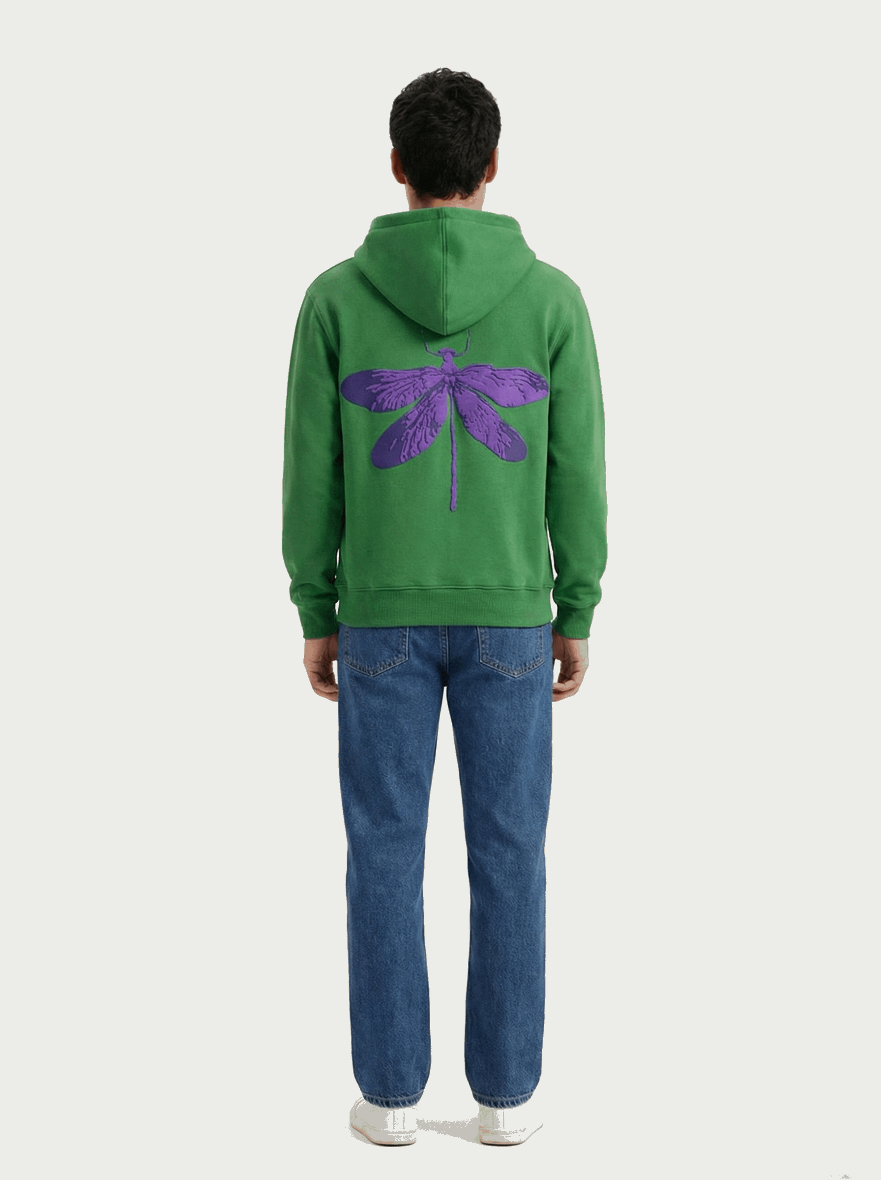 Purple Green Dragonfly Puffed Print Premium Hoodie (Unisex)