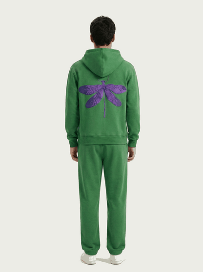 Purple Green Dragonfly Puffed Print Premium Track Suit (Unisex)