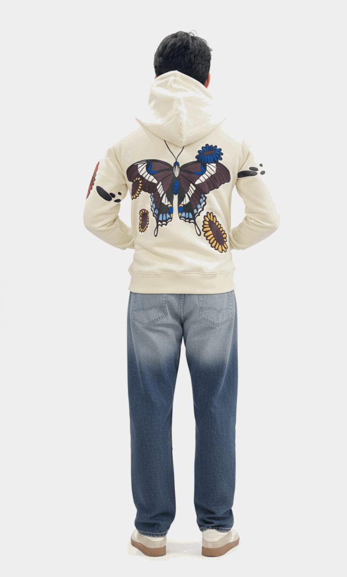 Butterfly Puffed Print Premium Hoodie (Unisex)