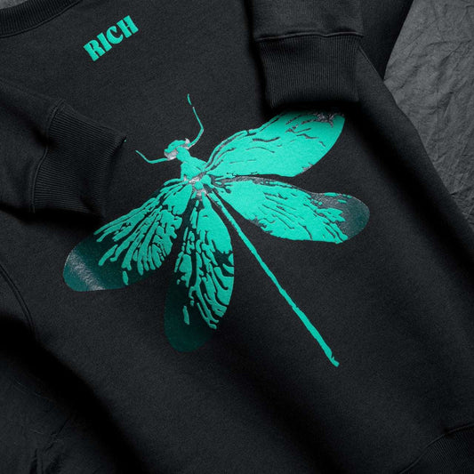 Jenzy Rich Dragon Fly Puffed Print Premium Sweatshirt (Unisex)