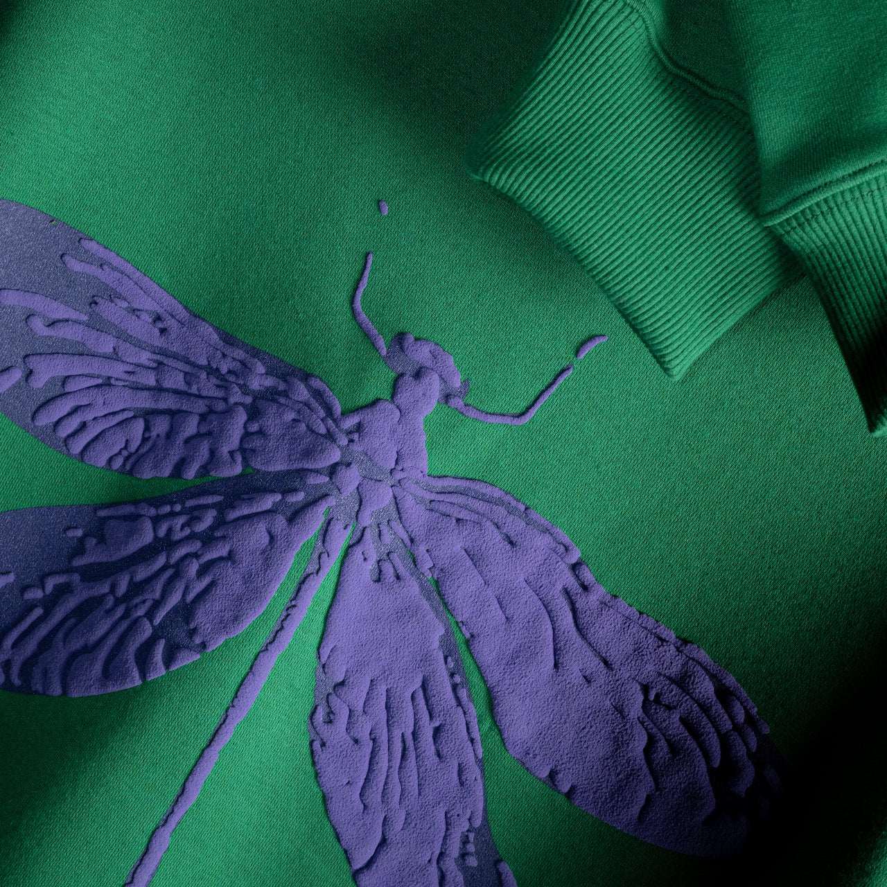 Purple Dragon Fly Puffed Print Premium Sweatshirt (Unisex)