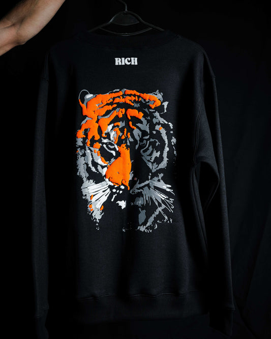 Jenzy Rich Royal Tiger Puffed Print Premium Sweatshirt (Unisex)