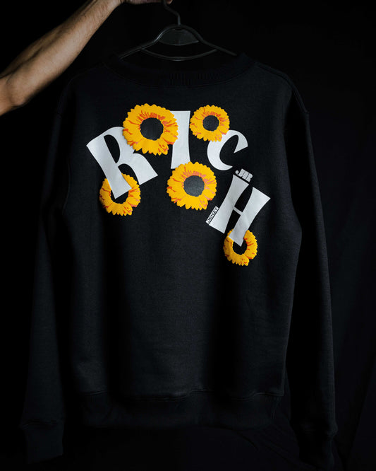 Jenzy Rich Sun flower Puffed Print Premium Sweatshirt (Unisex)