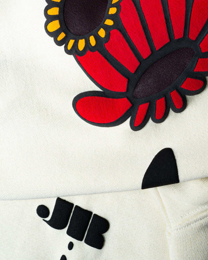 Jenzy Rich White Butterfly Puffed Print Premium Sweatshirt