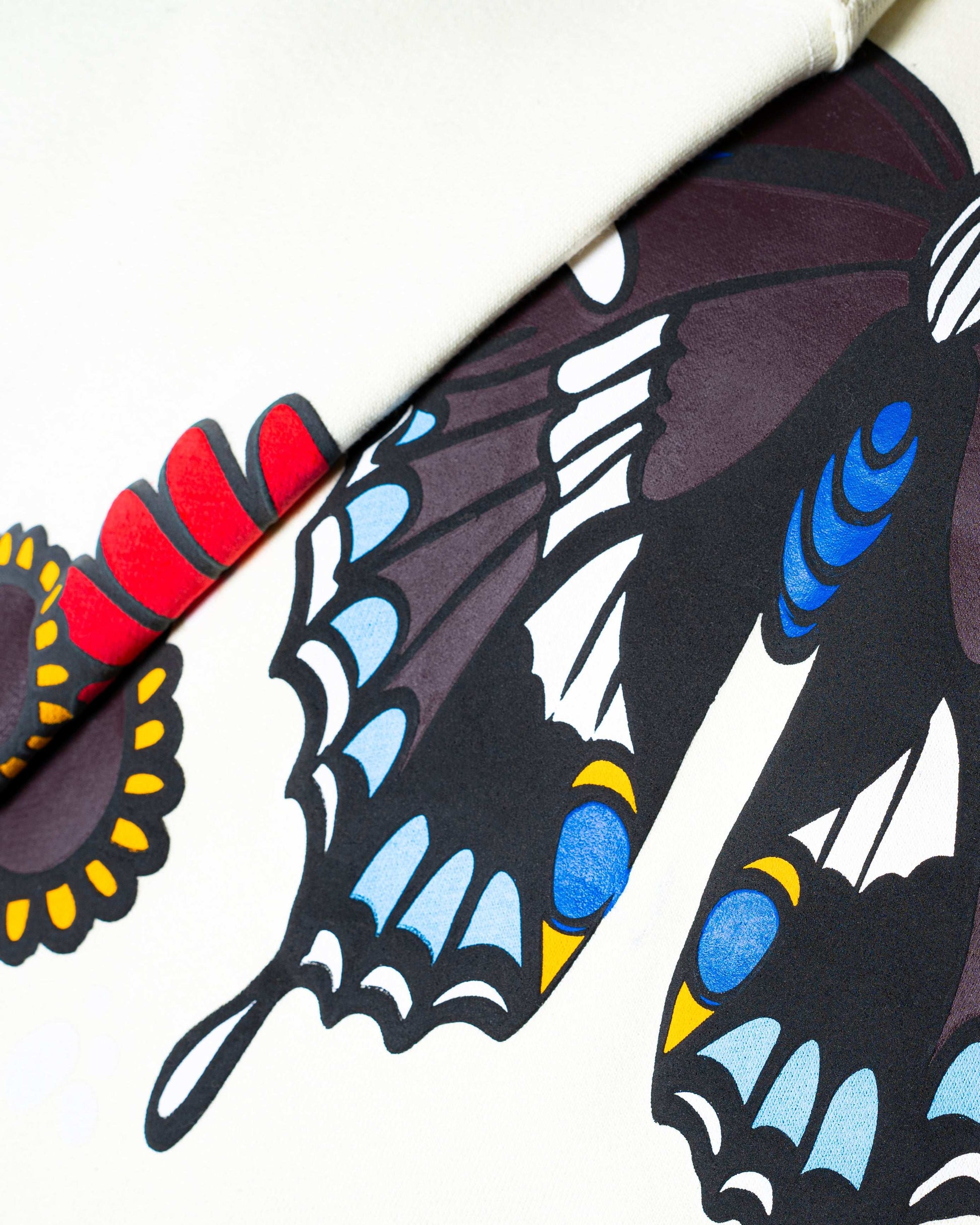 Jenzy Rich White Butterfly Puffed Print Premium Sweatshirt