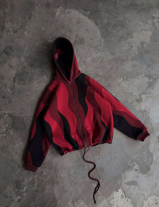 Red Waves Dual Sided Multi Shade Premium Hoodie (Unisex)