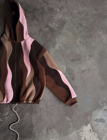 Brown Waves Dual Sided Multi Shade Premium Hoodie (Unisex)