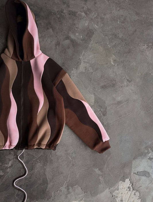 Brown Waves Dual Sided Multi Shade Premium Hoodie (Unisex)