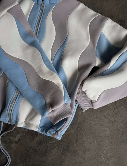 Blue Multi Shade Waves Premium Hoodie (Unisex)