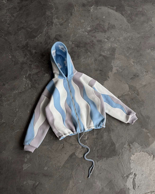Blue Multi Shade Waves Premium Hoodie (Unisex)