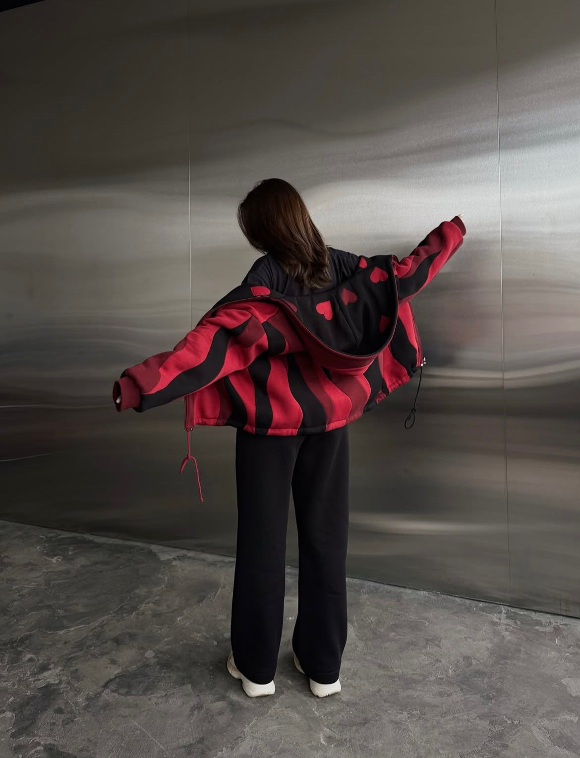 Red Waves Dual Sided Multi Shade Premium Hoodie (Unisex)