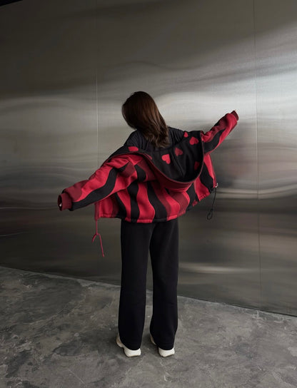 Red Waves Dual Sided Multi Shade Premium Hoodie (Unisex)