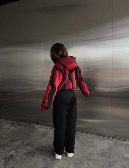 Red Waves Dual Sided Multi Shade Premium Hoodie (Unisex)